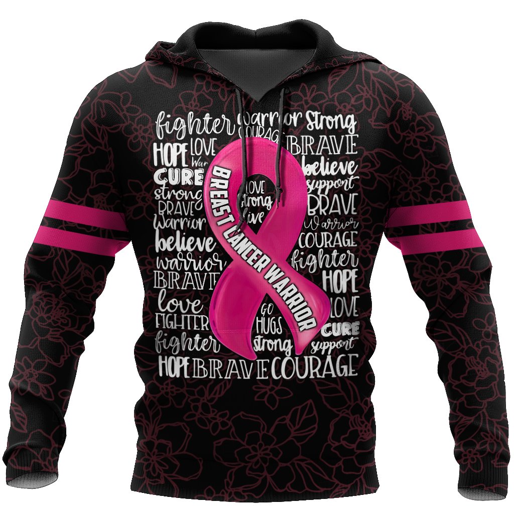 Breast Cancer Shirt Breast Cancer Warrior Words Black Pink Hoodie Breast Cancer Hoodie