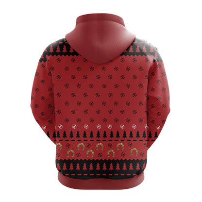 Horse Christmas Hoodie Ho Ho Horse Christmas Pattern Red Hoodie