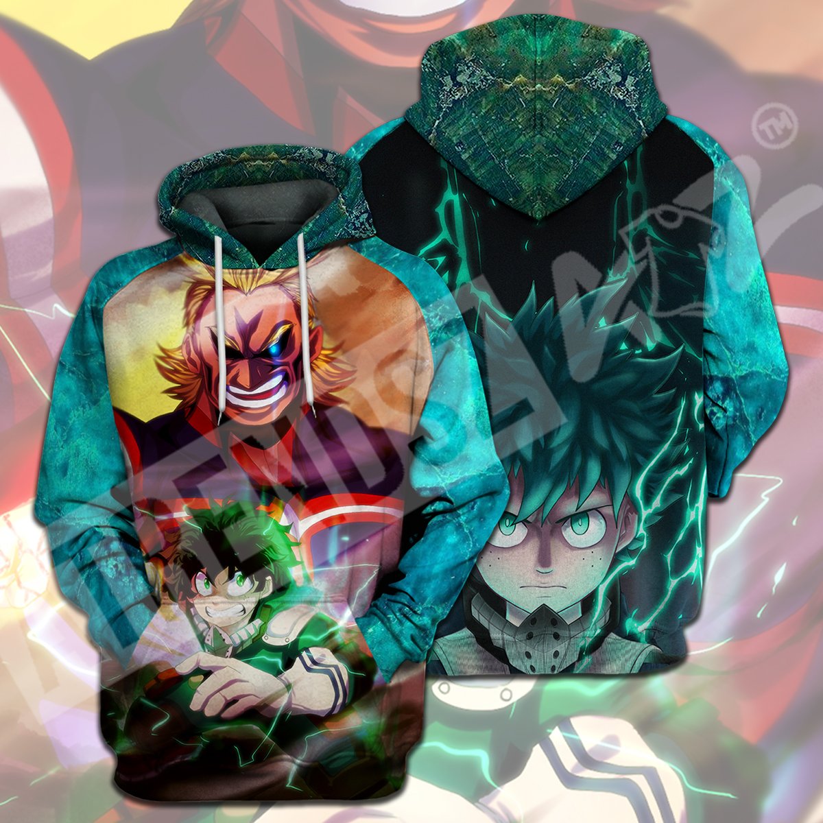  My Hero Academia T-shirt All Might Midoriya Izuku Green T-shirt Hoodie Adult Full Print