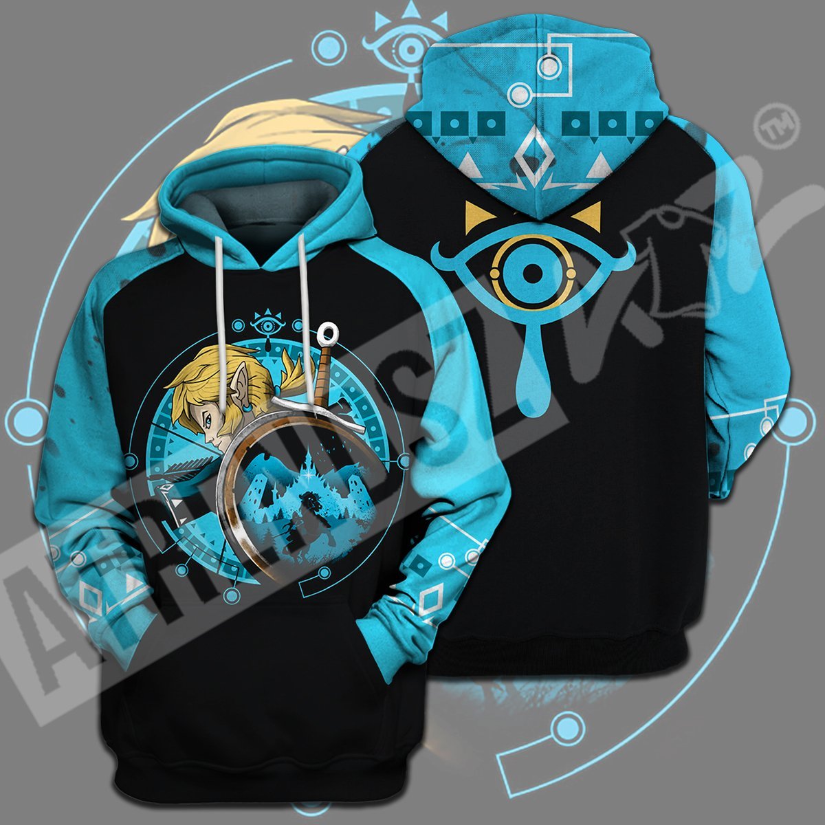 Unifinz Legend Of Zelda Shirt Link Sheikah Eye Black Blue T-shirt Legend Of Zelda Hoodie Legend Of Zelda Tank 2022