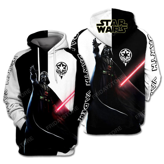 SW Hoodie SW Darth Vader Galactic Empire Symbol Black White Hoodie Apparel Adult Unisex