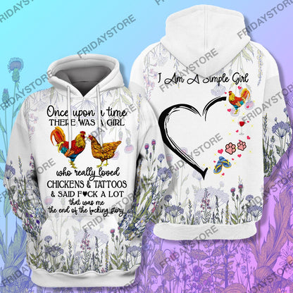 Simple Girls Who Loved Chickens And Tattoos All Over Print Hoodie T-shirt