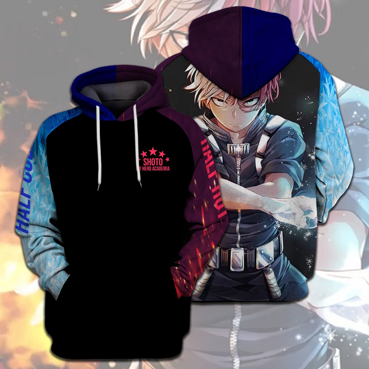  My Hero Academia T-shirt Todoroki Shouto Half Cool Half Hot Red Blue T-shirt Hoodie Adult Full Print