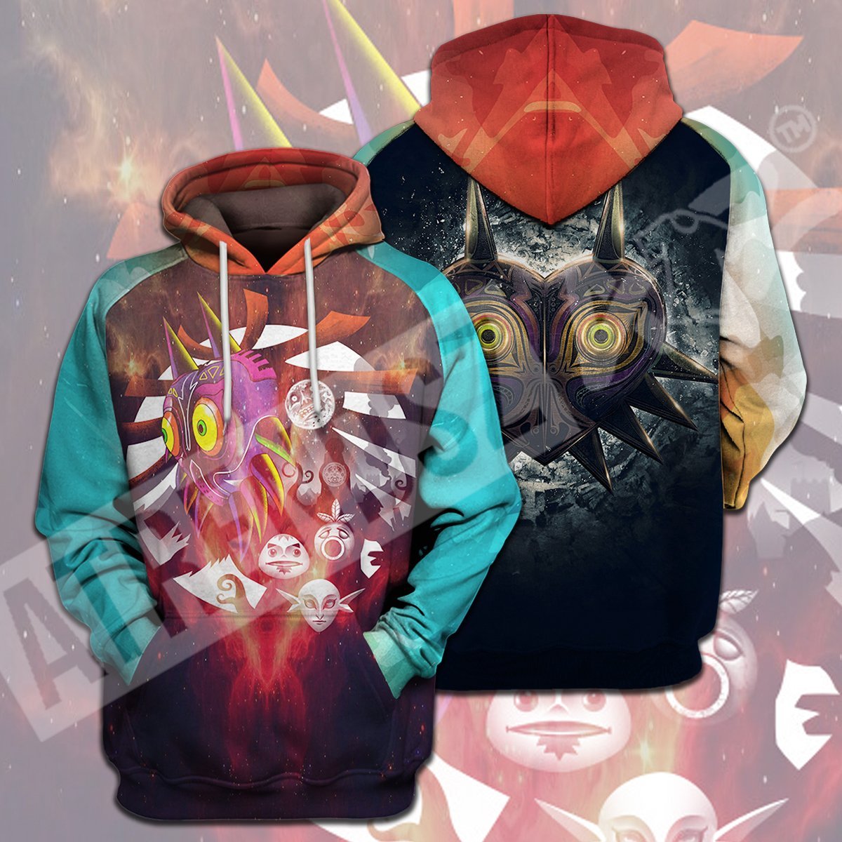 Unifinz Legend Of Zelda T-shirt Majora's Mask Skull Kid Blue Red T-shirt Legend Of Zelda Hoodie 2022