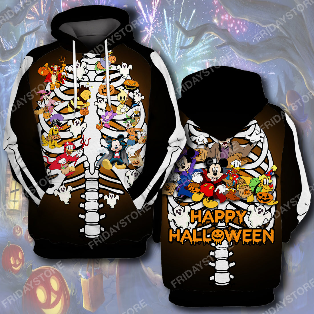 Unifinz DN T-shirt Disney Characters Happy Halloween Party Bone T-shirt Awesome High Quality DN Hoodie Sweater Tank 2023