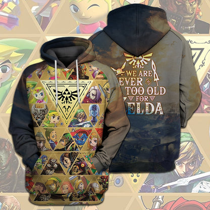 Unifinz Legend Of Zelda Shirt LOZ Characters We Are Never Too Old For Zelda T-shirt Legend Of Zelda Hoodie 2022