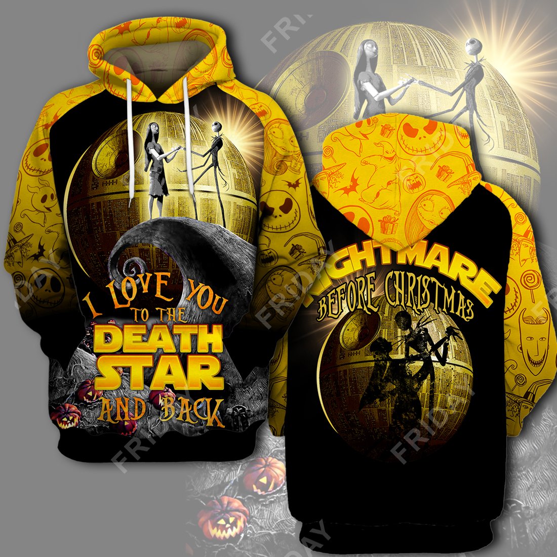 SW I Love You To The Death Star And Back 3D Print Hoodie T-shirt