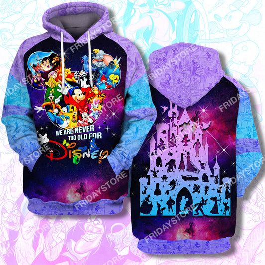 Unifinz DN T-shirt We Are Never Too Old For Disney T-shirt Awesome High Quality DN Hoodie Sweater Tank 2022