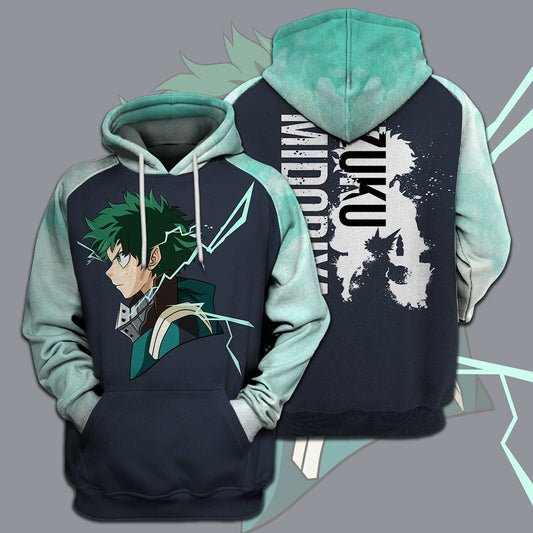  My Hero Academia T-shirt Midoriya Izuku Splatter Green Black T-shirt Hoodie Adult Full Print