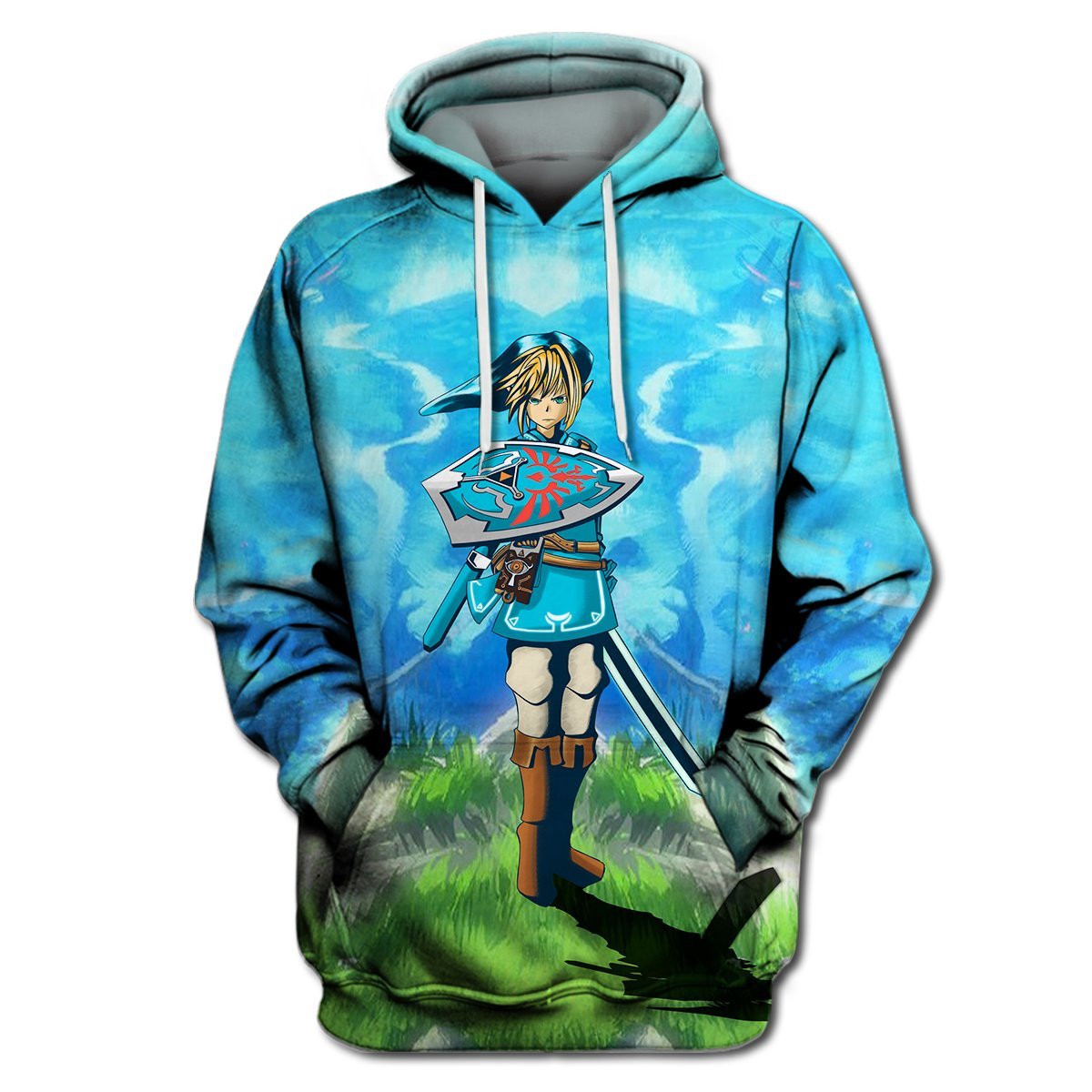 Unifinz Legend Of Zelda Shirt Link Botw Shield Blue Sky T-shirt Legend Of Zelda Hoodie 2022