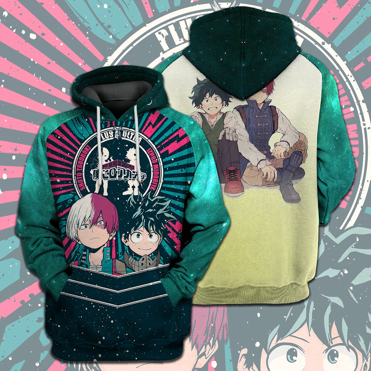  My Hero Academia T-shirt Vintage Midoriya Izuku Plus Ultra Todoroki Shouto Green T-shirt Hoodie Adult Full Print