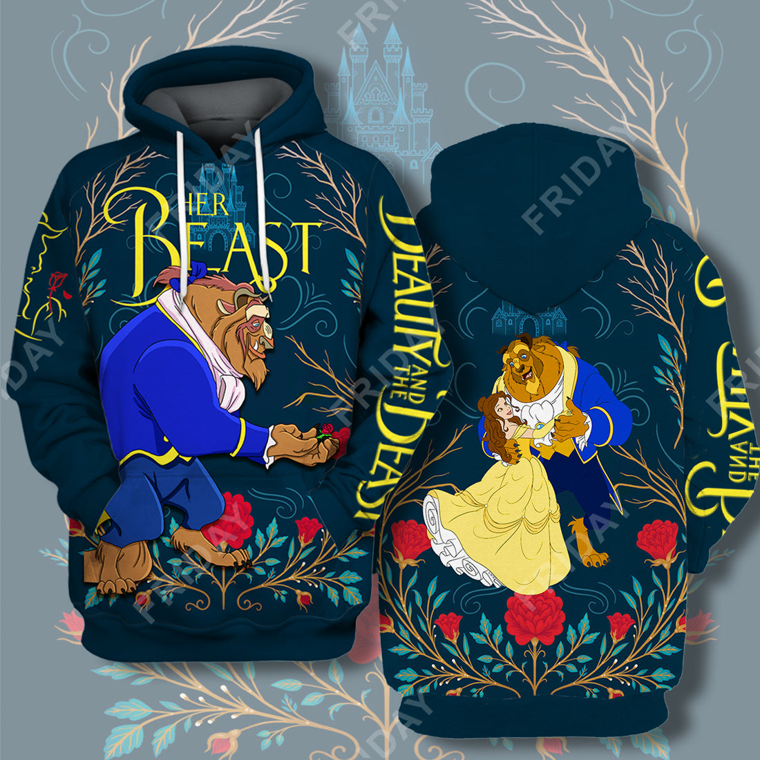 Unifinz DN T-shirt Beauty & The Beast Her Beast Couple 3D Print T-shirt Awesome DN Beauty & The Beast Hoodie Sweater Tank 2023