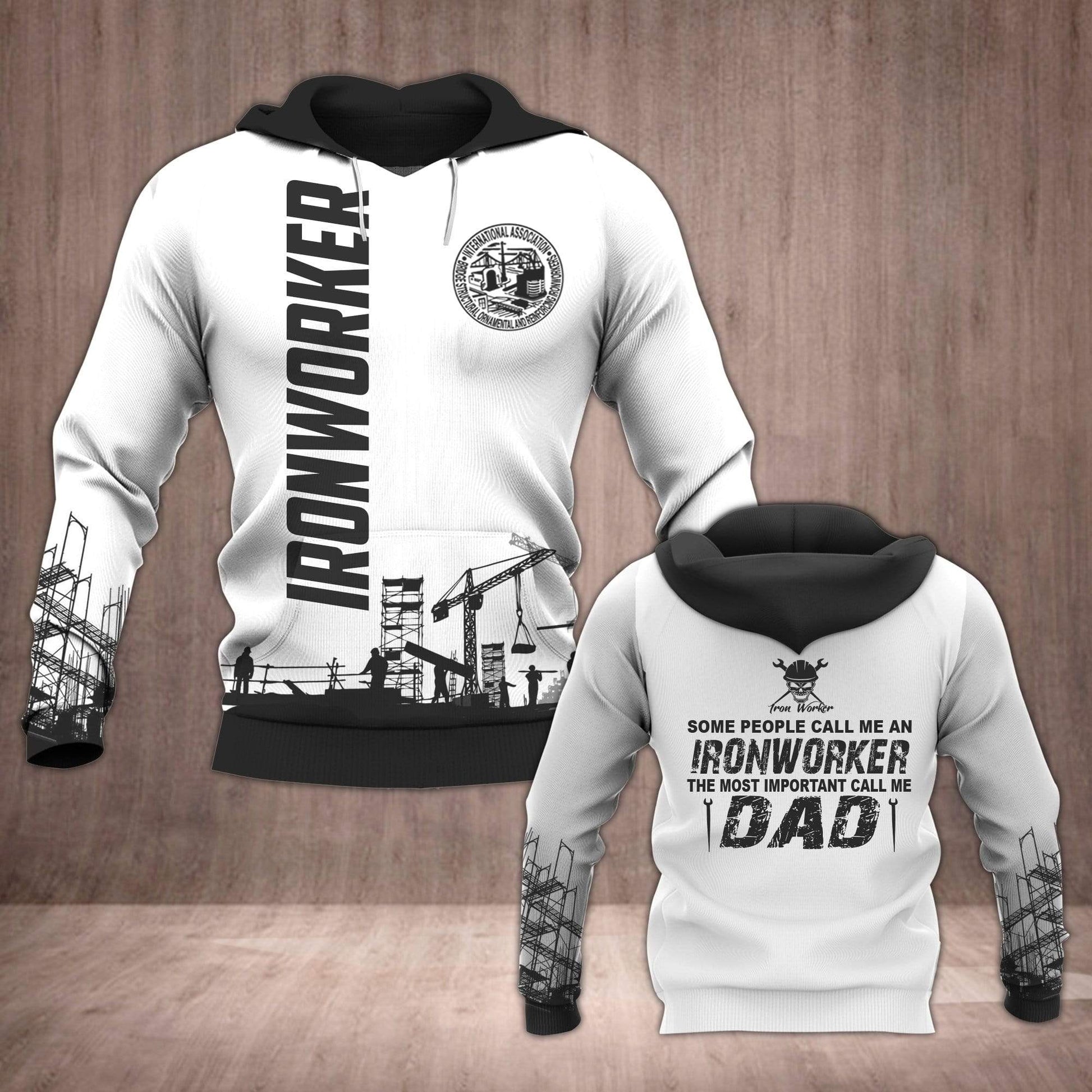 Unifinz Father Ironworker Hoodie Father's Day Gift Ironworker Dad White Cool High Quality Hoodie Father Apparel 2022