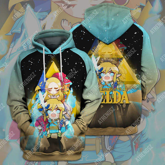 Unifinz Legend Of Zelda Shirt Botw Chibi Character With Triforce Symbol T-shirt Legend Of Zelda Hoodie 2022