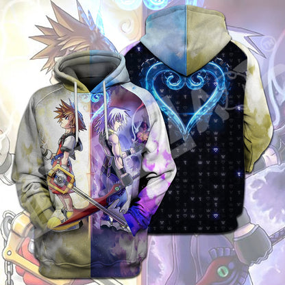  Kingdom Hearts T-shirt Sora Riku Kingdom Hearts Pattern Crystal Logo T-shirt Hoodie Adult Full Print