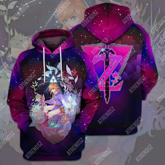 Unifinz Legend Of Zelda Shirt Pink Galaxy Link Botw Z Logo T-shirt Legend Of Zelda Hoodie 2022