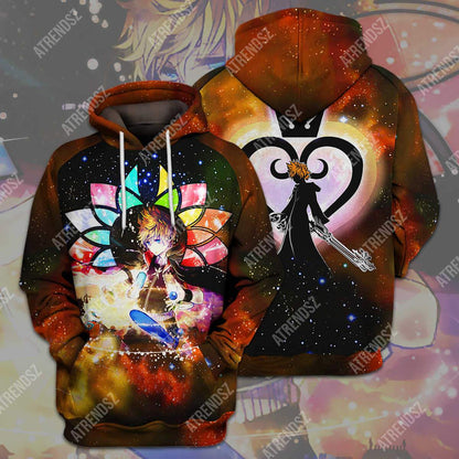  Kingdom Hearts T-shirt Roxas Silhouette Galaxy Kingdom Hearts Logo T-shirt Hoodie Adult Full Print