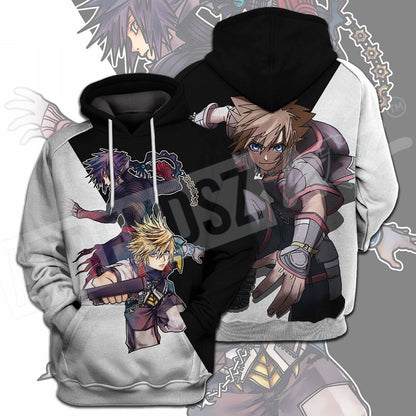  Kingdom Hearts T-shirt Vanitas Sora Ventus Black White T-shirt Hoodie Adult Full Print