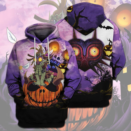 Unifinz Legend Of Zelda Halloween Shirt Skull Kid Pumpkin The Moon Majora's Mask Purple T-shirt Legend Of Zelda Hoodie 2022