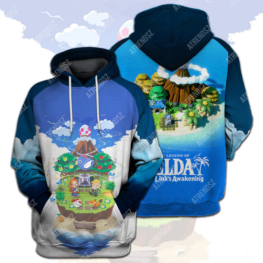 Unifinz Legend Of Zelda Shirt Link's Awakening Blue Chibi T-shirt Legend Of Zelda Hoodie 2022