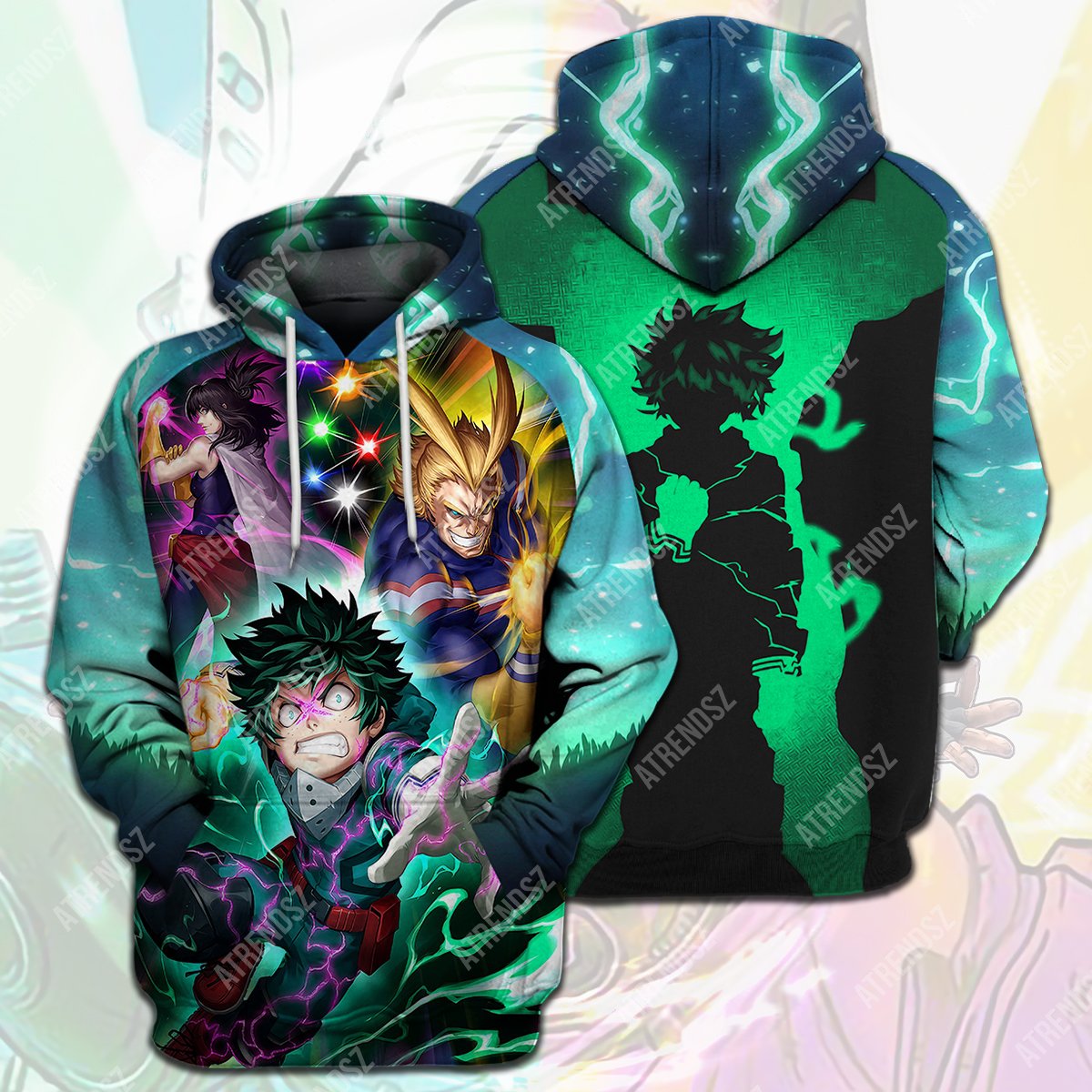  My Hero Academia T-shirt Midoriya Izuku All Might Nana Shimura Blue T-shirt Hoodie Adult Full Print