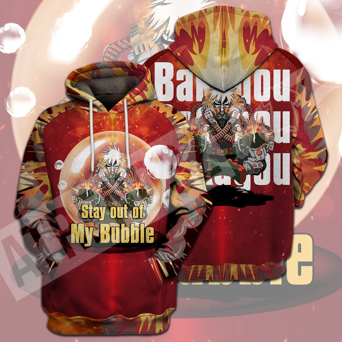  My Hero Academia T-shirt Bakugou Stay Out Of My Bubble Red T-shirt Hoodie Adult Full Print