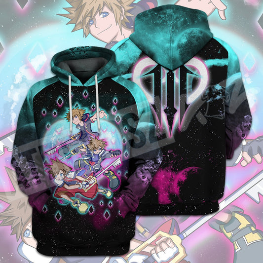  Kingdom Hearts T-shirt Sora Versions Kingdom Hearts 3 Symbol T-shirt Hoodie Adult Full Print