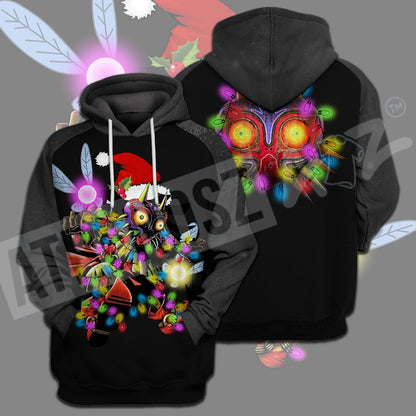 Unifinz Legend Of Zelda Shirt Skull Kid Majora's Mask Christmas Lights Black T-shirt Legend Of Zelda Hoodie 2022