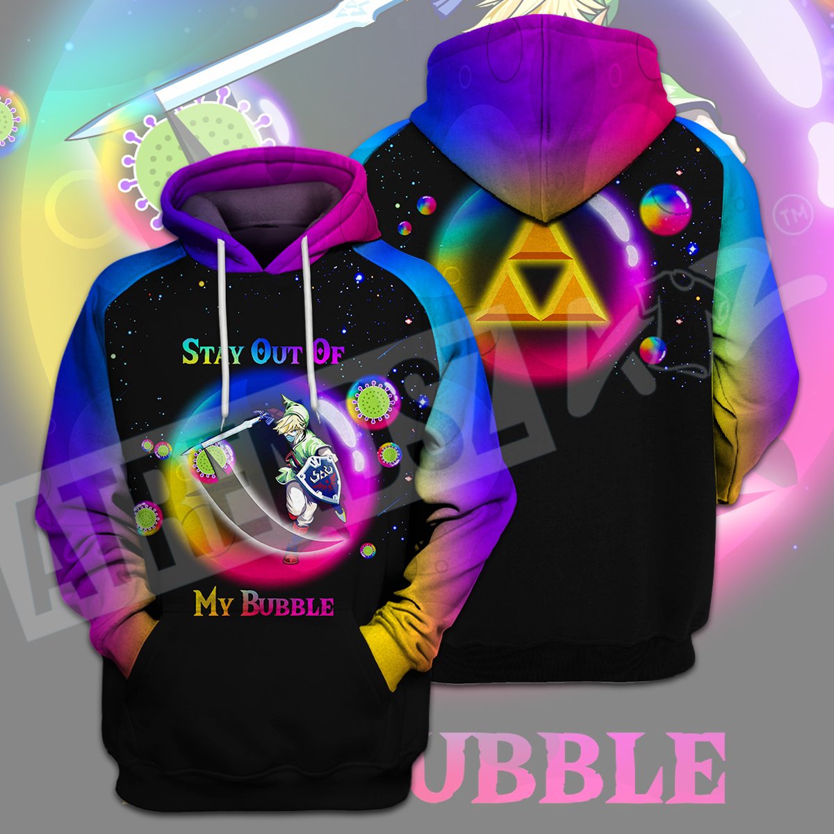 Unifinz Legend Of Zelda Virus T-shirt Link Stay Out Of My Bubble Covid Virus T-shirt Legend Of Zelda Hoodie 2022