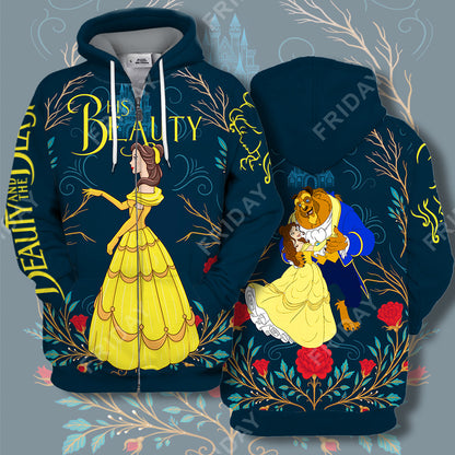 Unifinz DN T-shirt Beauty & The Beast His Beauty Couple 3D Print T-shirt Awesome DN Beauty & The Beast Hoodie Sweater Tank 2022