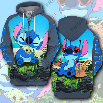 Unifinz DN SW T-shirt Stitch Hug Baby Yda 3D Print T-shirt Cute Amazing DN Stitch Hoodie Sweater Tank 2023