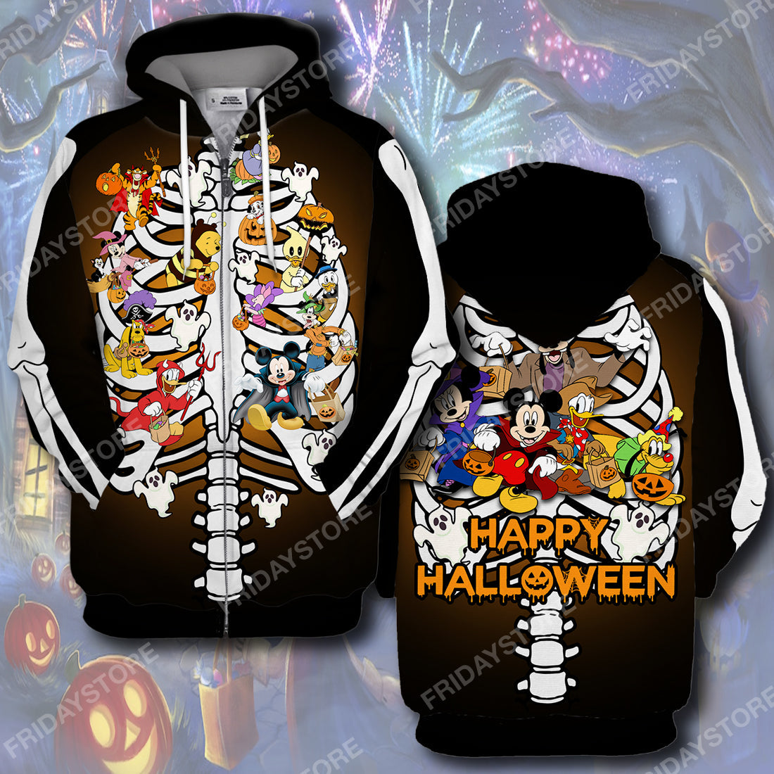 Unifinz DN T-shirt Disney Characters Happy Halloween Party Bone T-shirt Awesome High Quality DN Hoodie Sweater Tank 2022