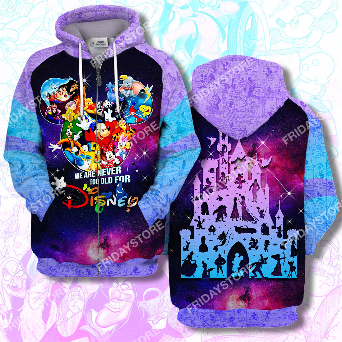 Unifinz DN T-shirt We Are Never Too Old For Disney T-shirt Awesome High Quality DN Hoodie Sweater Tank 2023