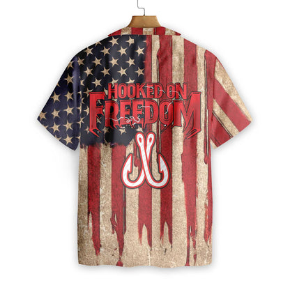 Unifinz Fishing Tee Shirt Hookeed On Freedom American Flag Hawaiian Shirt Fishing Aloha Shirt 2022