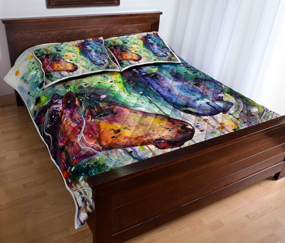 Horse Bedding Set Horse Beautiful Couple Painting Duvet Covers Colorful Unique Gift