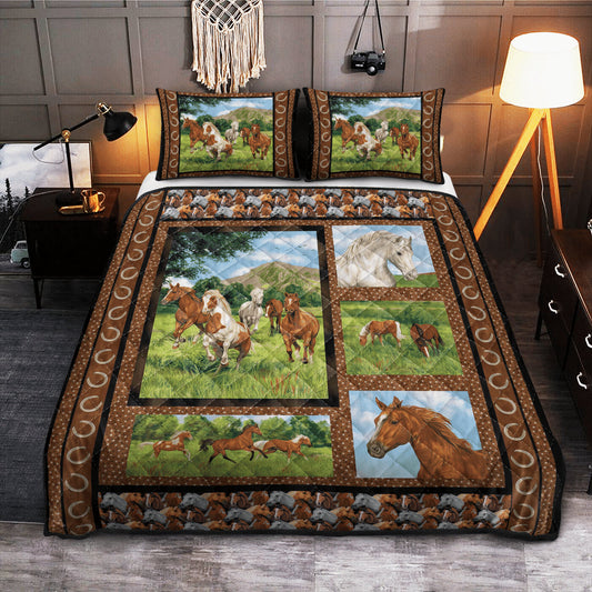 Horse Bedding Set Horse Meadow On The Land Duvet Covers Brown Unique Gift
