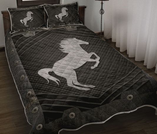 Horse Bedding Set Horse Metal Dirty Pattern Duvet Covers Black White Unique Gift