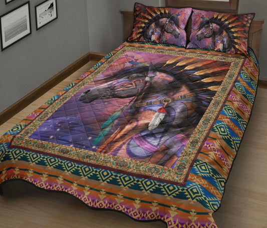 Horse Bedding Set Horse Native American Tribal Pattern Duvet Covers Colorful Unique Gift