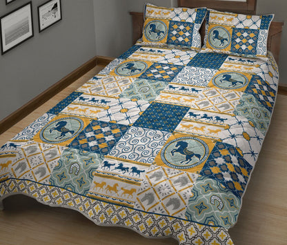 Horse Bedding Set Horse Azulejos Tile Pattern Duvet Covers Blue Unique Gift