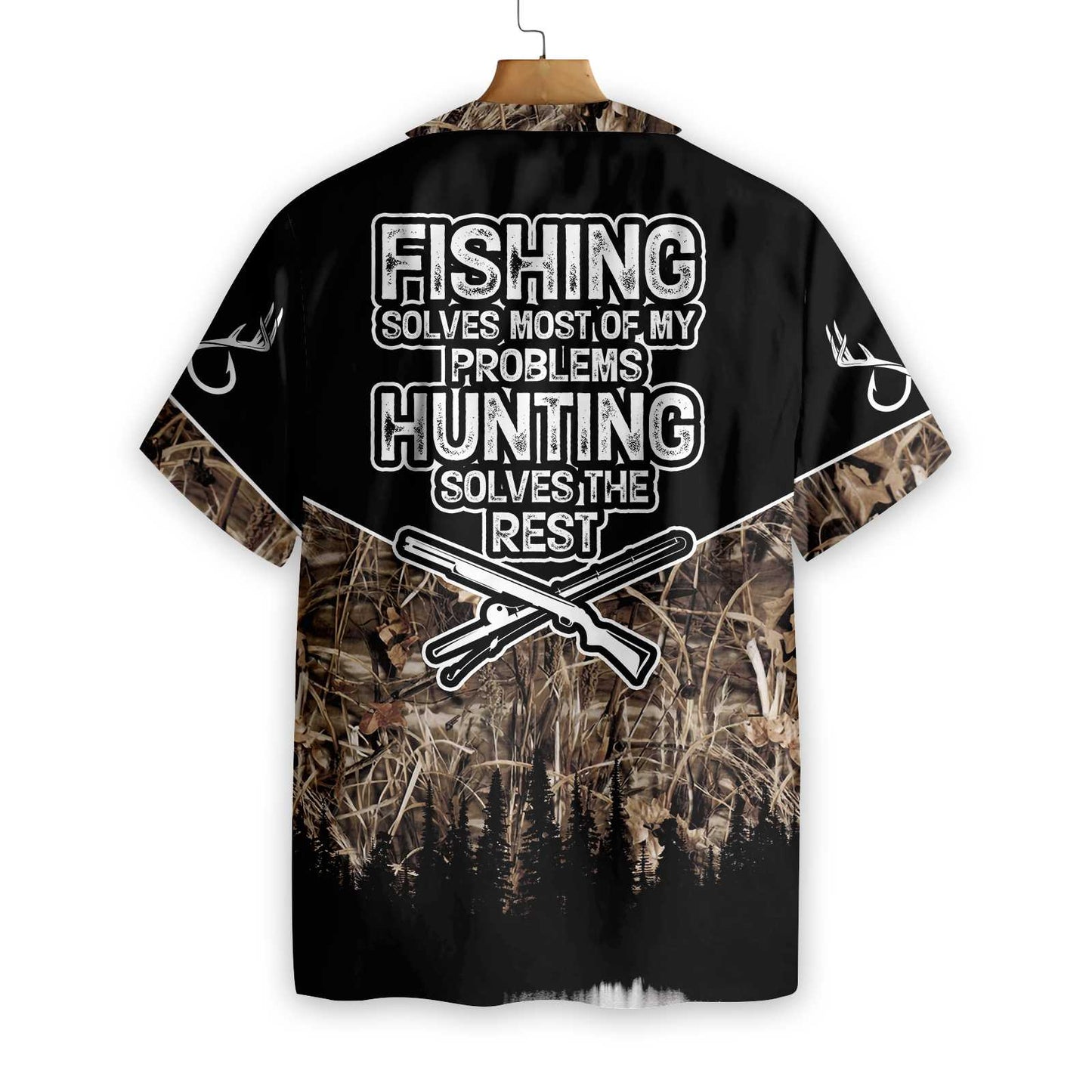 Unifinz Hunting Shirt Fishing T-shirt Hunting Fishing Solve All My Problems Hawaiian Shirt Hunting Aloha Shirt 2023