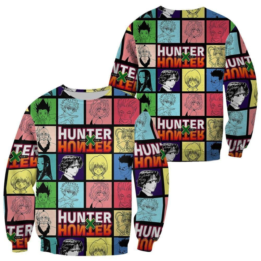 Hunter x Hunter Sweatshirt Hunter x Hunter Characters Color Squares Sweatshirt Colorful Unisex Adults New Release