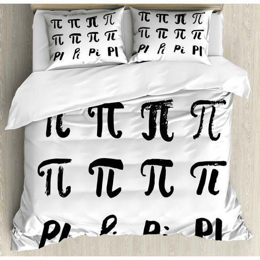 Pi Bedding Set Pi Symbol Different Fonts Pattern Duvet Covers White Unique Gift