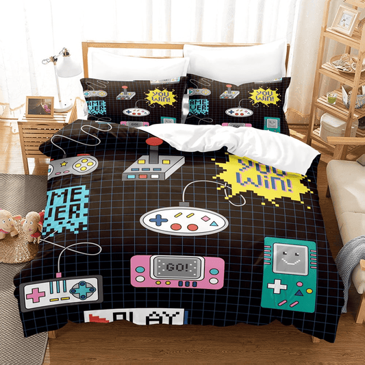 Game Bedding Set You Win Game Console Game Boys Duvet Covers Black Unique Gift
