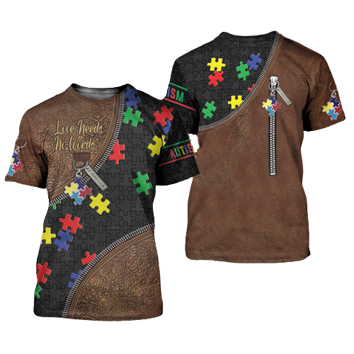 Unifinz Autism Hoodie Leather Love Needs No Words Brown Hoodie Autism Shirt Autism Apparel 2025