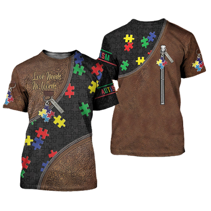 Unifinz Autism Hoodie Leather Love Needs No Words Brown Hoodie Autism Shirt Autism Apparel 2025