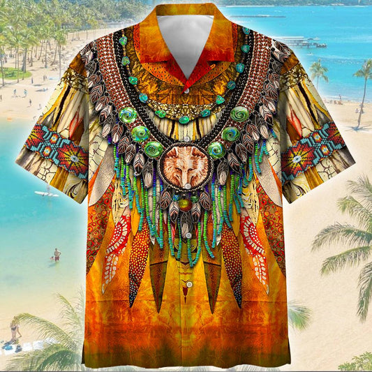 Unifinz Native American Hawaii Shirt Feather Indigenous Hawaiian Shirt Native American Aloha Shirt 2022