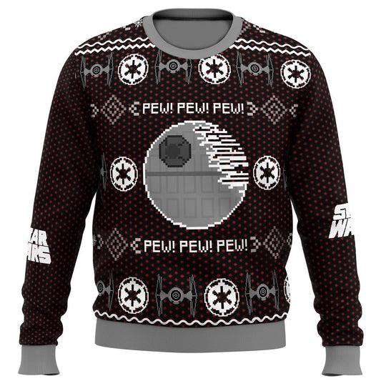 SW Sweatshirt Death Star Graphic Pew Pew Pew Sweatshirt Black Unisex