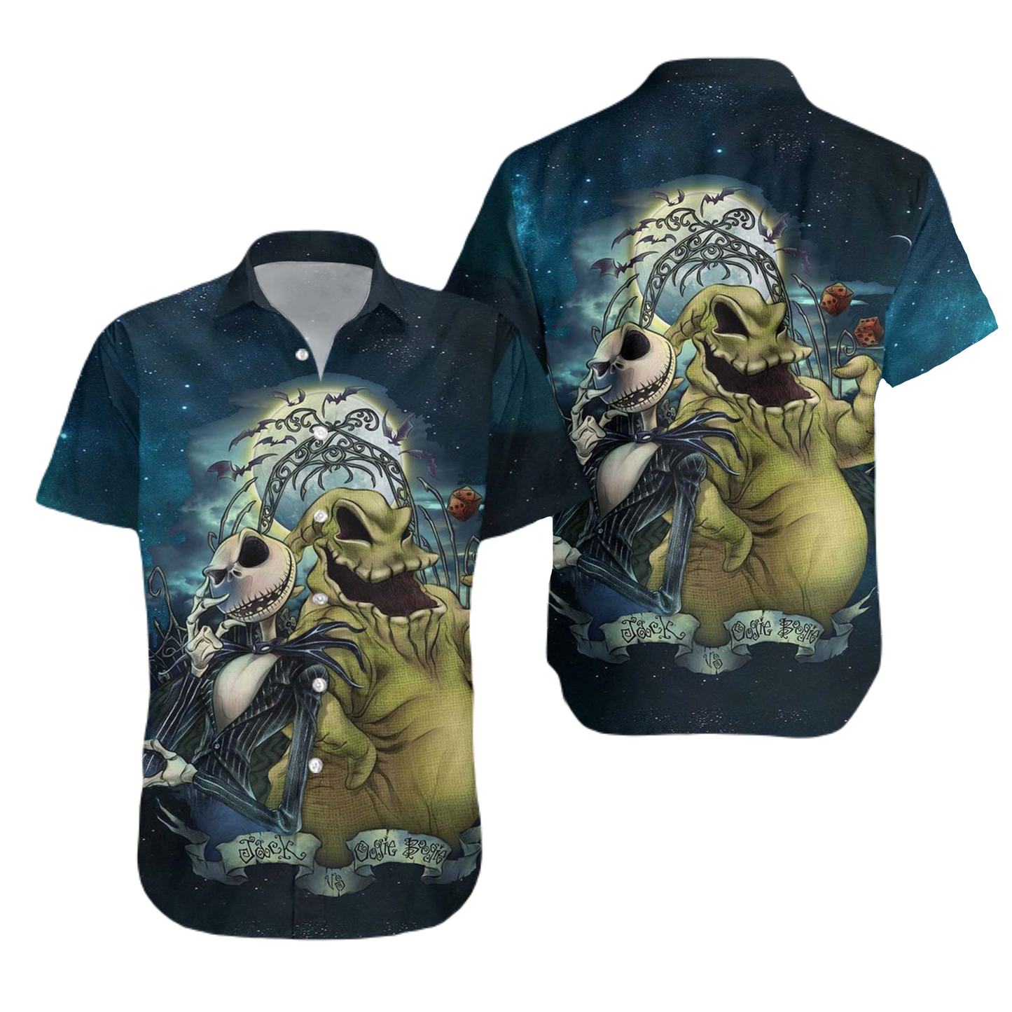 TNBC Hawaii Shirt Jack Skellington And Oogie Boogie Aloha Shirt Blue Unisex