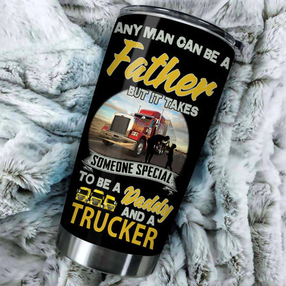 Unifinz Trucker Father Tumbler 20 oz Trucker Tumbler It Takes Someone Special To Be A Daddy And A Trucker Tumbler 20 oz Father's Day Gift 2023