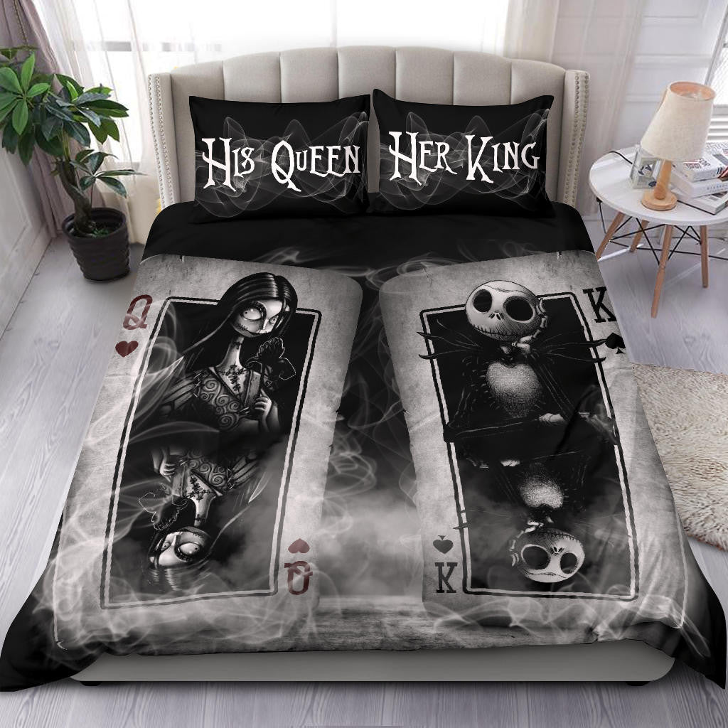 TNBC Bedding Set Jack And Sally Cards Duvet Covers Black White Unique Gift